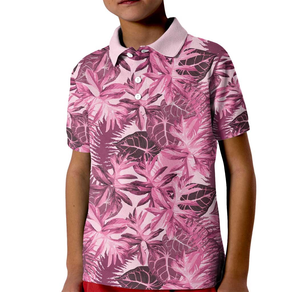 Hawaii Pink Tropical Leaves Kid Polo Shirt LT01 Kid Pink - Polynesian Pride