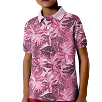 Hawaii Pink Tropical Leaves Kid Polo Shirt LT01 Kid Pink - Polynesian Pride