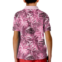 Hawaii Pink Tropical Leaves Kid Polo Shirt LT01 - Polynesian Pride
