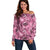 Hawaii Pink Tropical Leaves Off Shoulder Sweater - Polynesian Pride