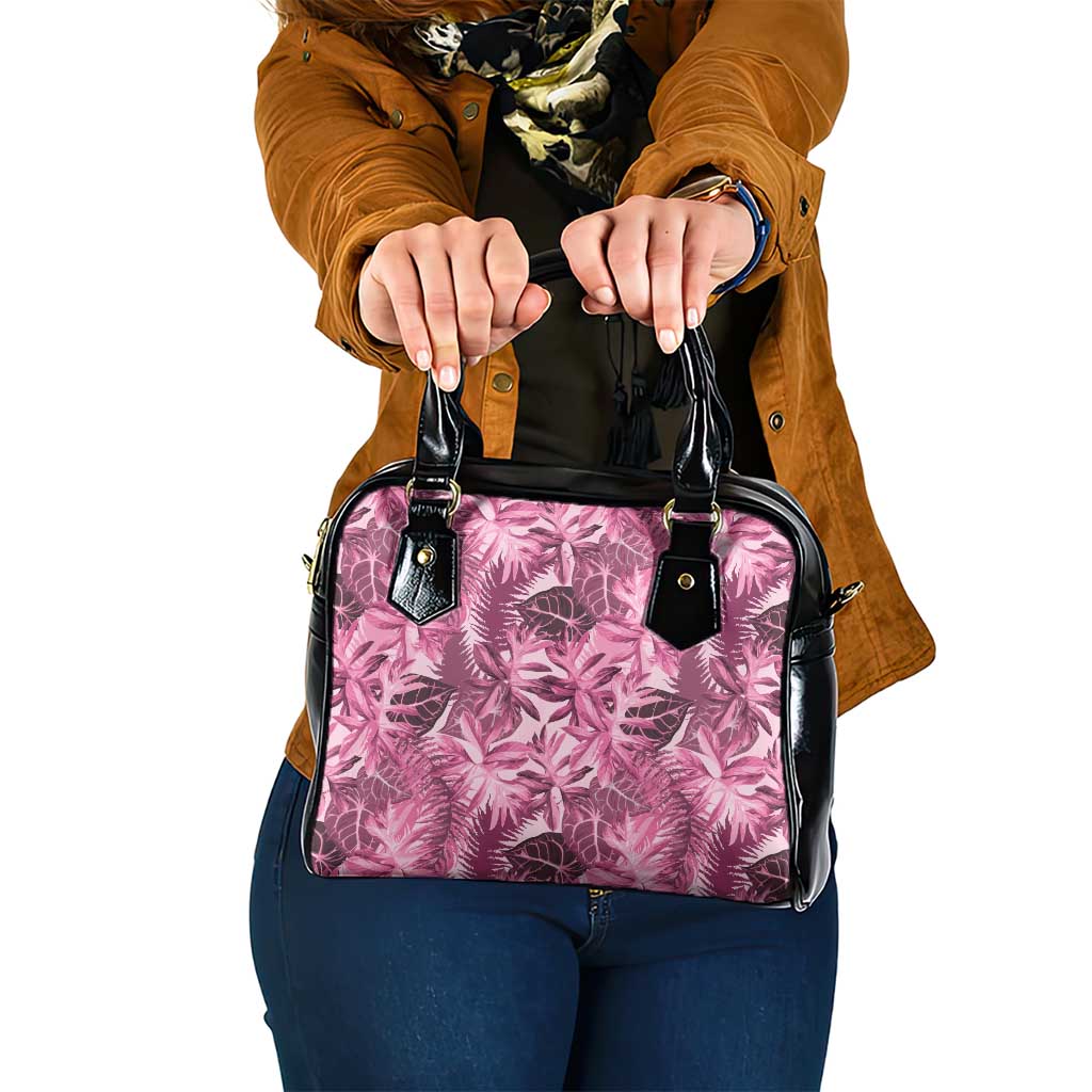 Hawaii Pink Tropical Leaves Shoulder Handbag - Polynesian Pride