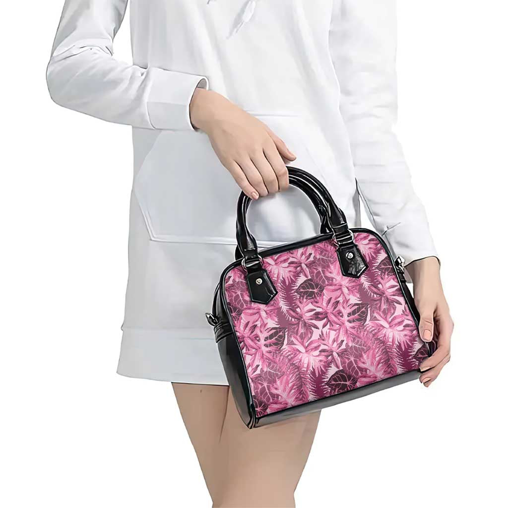 Hawaii Pink Tropical Leaves Shoulder Handbag - Polynesian Pride