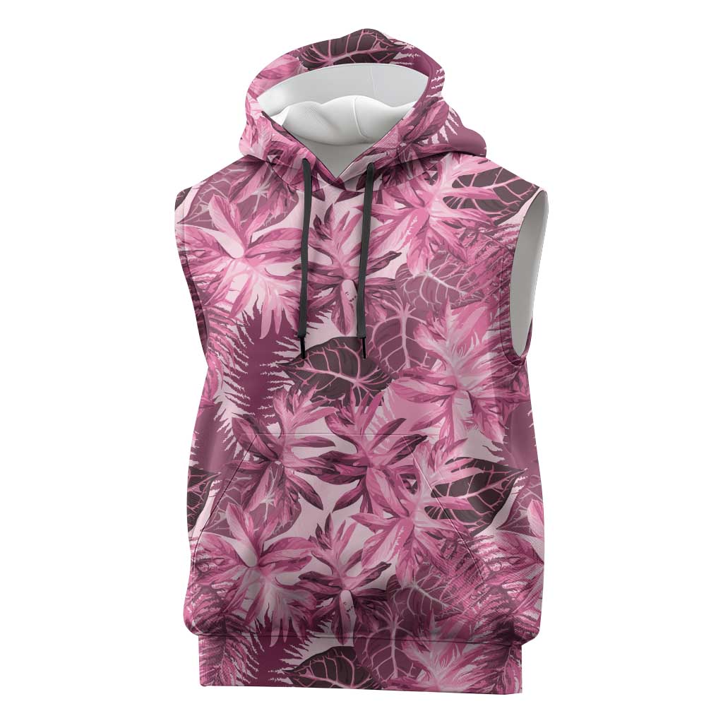 Hawaii Pink Tropical Leaves Sleeveless Hoodie LT01 Pink - Polynesian Pride