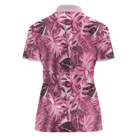 Hawaii Pink Tropical Leaves Women Polo Shirt - Polynesian Pride