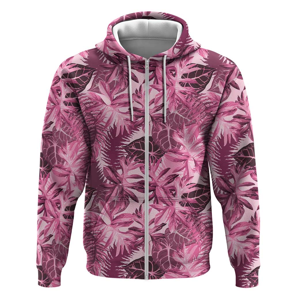 Hawaii Pink Tropical Leaves Zip Hoodie LT01 Zip Hoodie Pink - Polynesian Pride