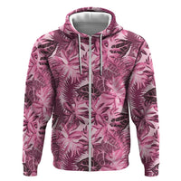 Hawaii Pink Tropical Leaves Zip Hoodie LT01 Zip Hoodie Pink - Polynesian Pride