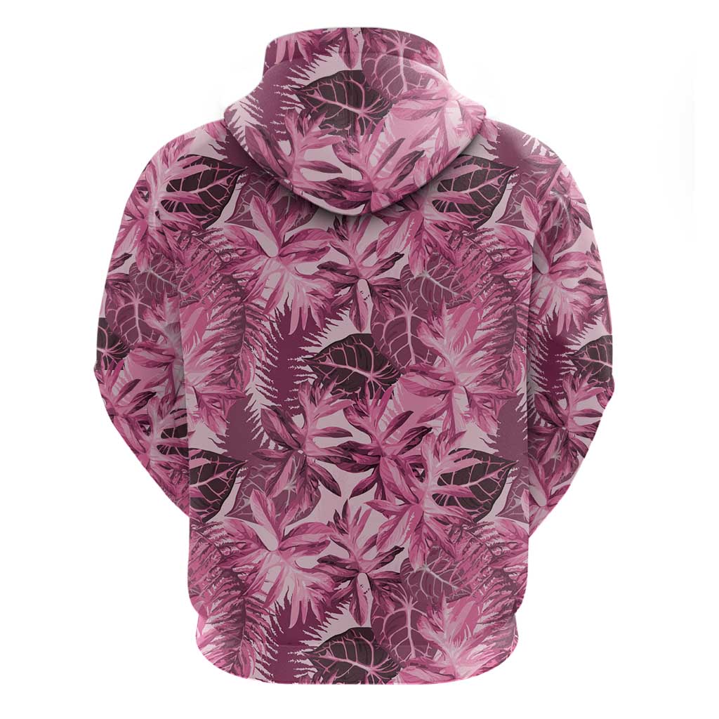 Hawaii Pink Tropical Leaves Zip Hoodie LT01 - Polynesian Pride