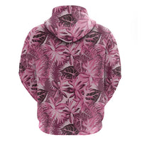 Hawaii Pink Tropical Leaves Zip Hoodie LT01 - Polynesian Pride