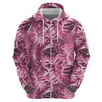 Hawaii Pink Tropical Leaves Zip Hoodie LT01 - Polynesian Pride