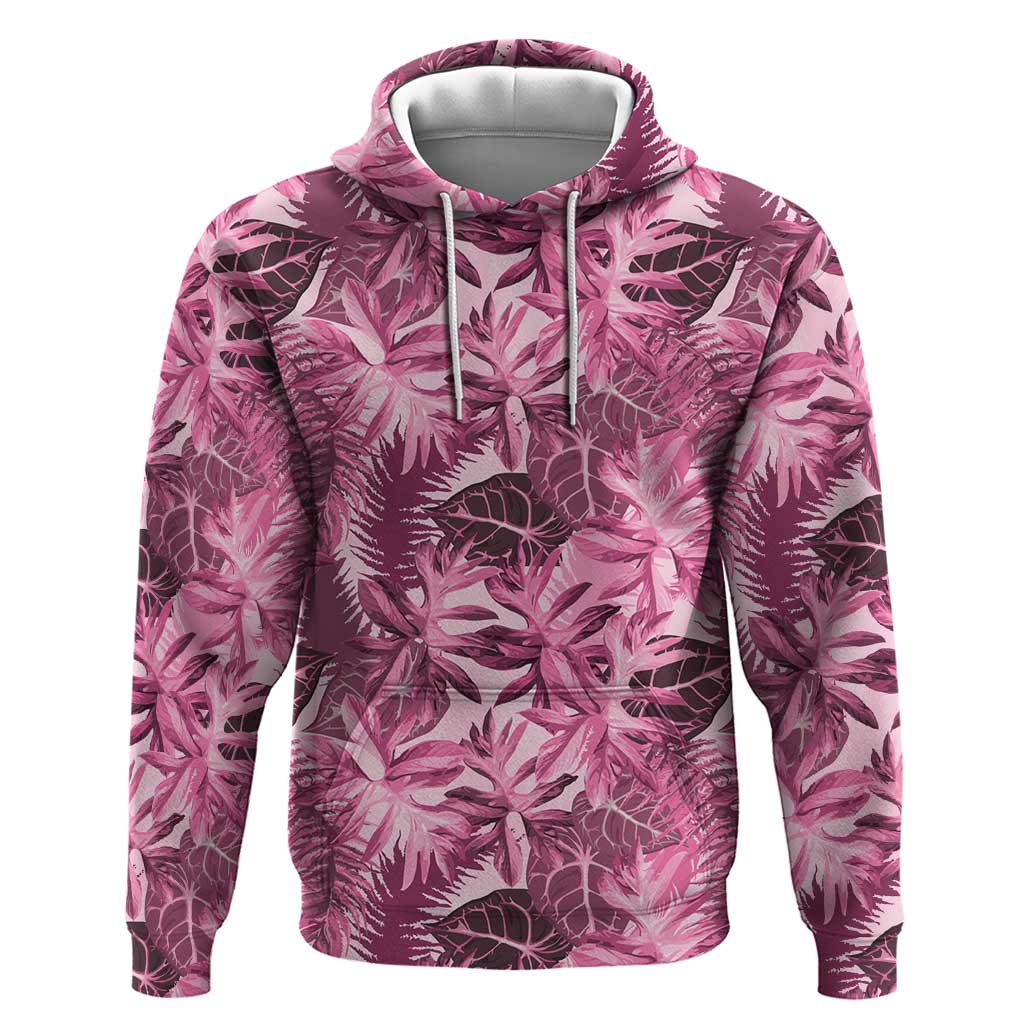 Hawaii Pink Tropical Leaves Zip Hoodie LT01 Pullover Hoodie Pink - Polynesian Pride