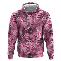 Hawaii Pink Tropical Leaves Zip Hoodie LT01 Pullover Hoodie Pink - Polynesian Pride