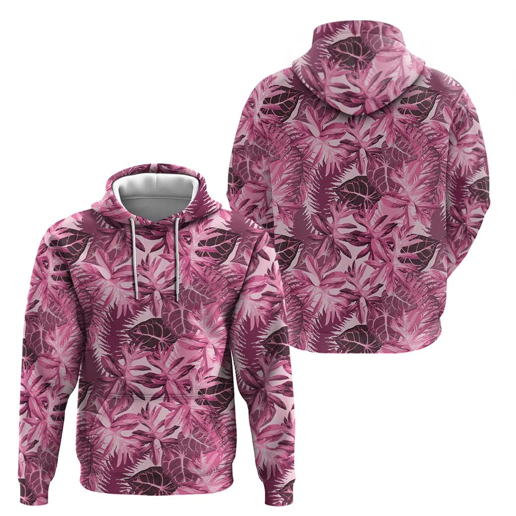 Hawaii Pink Tropical Leaves Zip Hoodie LT01 - Polynesian Pride