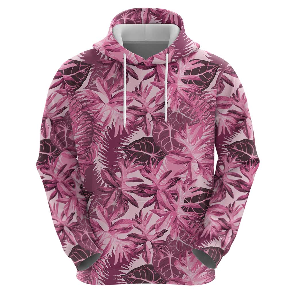Hawaii Pink Tropical Leaves Zip Hoodie LT01 - Polynesian Pride