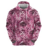 Hawaii Pink Tropical Leaves Zip Hoodie LT01 - Polynesian Pride