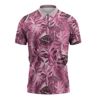 Hawaii Pink Tropical Leaves Zipper Polo Shirt LT01 Pink - Polynesian Pride