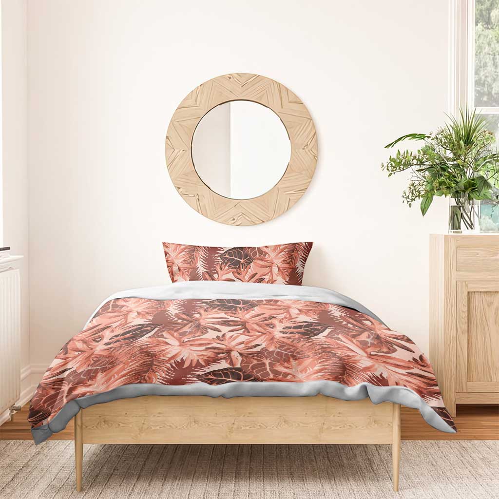 Hawaii Red Brown Tropical Leaves Bedding Set - Polynesian Pride
