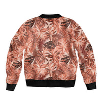 Hawaii Red Brown Tropical Leaves Bomber Jacket - Polynesian Pride