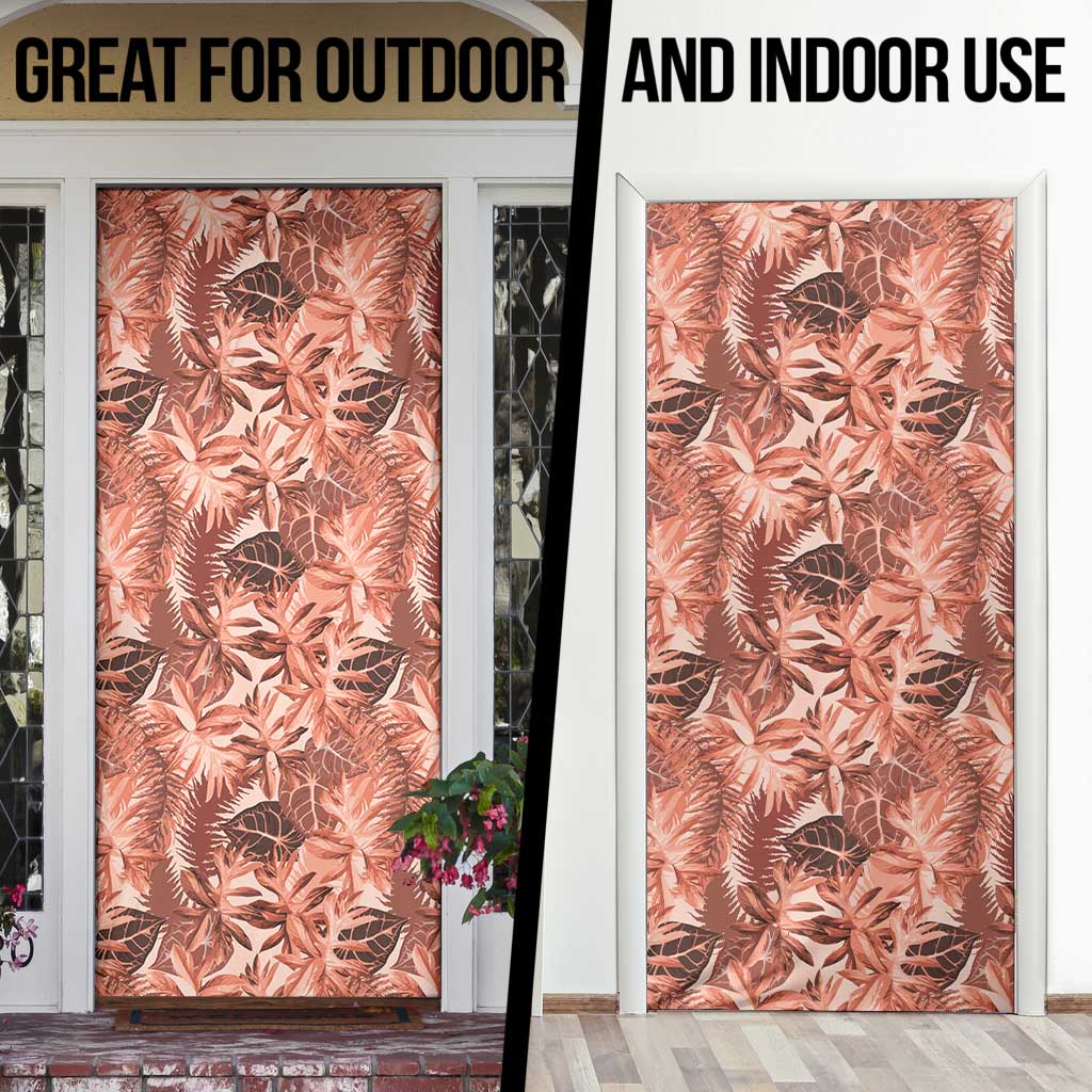 Hawaii Red Brown Tropical Leaves Door Cover - Polynesian Pride