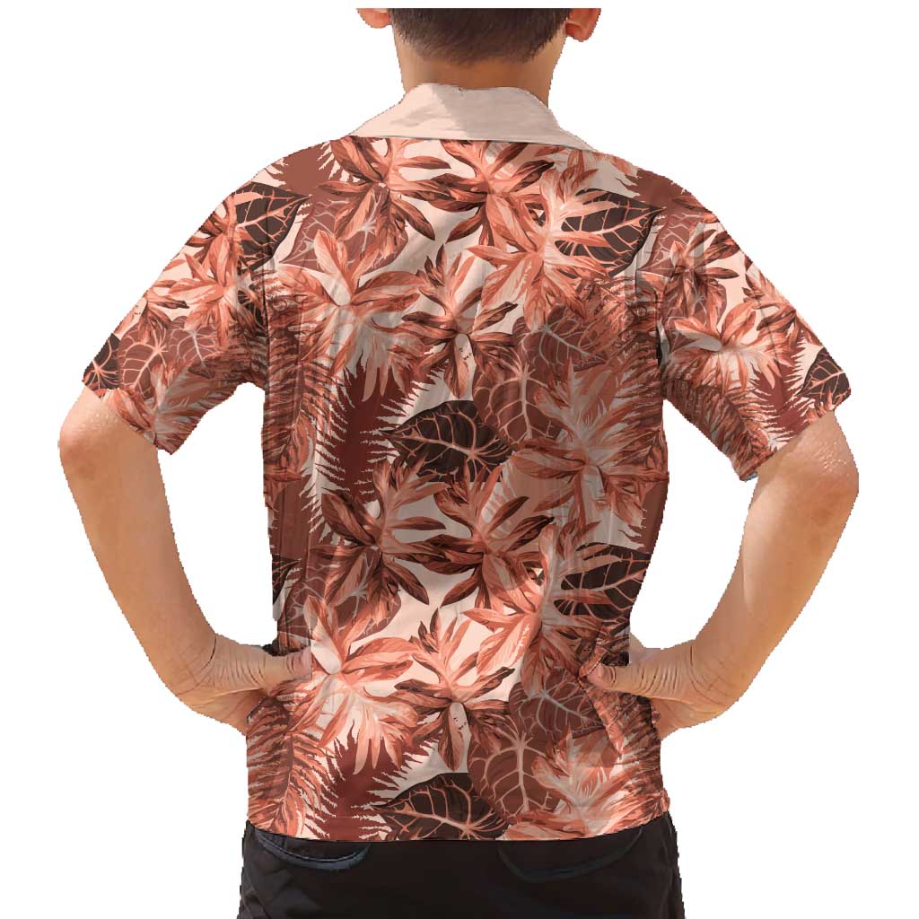 Hawaii Red Brown Tropical Leaves Family Matching Mermaid Dress and Hawaiian Shirt LT01 - Polynesian Pride
