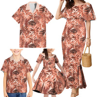 Hawaii Red Brown Tropical Leaves Family Matching Mermaid Dress and Hawaiian Shirt LT01 - Polynesian Pride