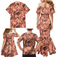 Hawaii Red Brown Tropical Leaves Family Matching Mermaid Dress and Hawaiian Shirt LT01 - Polynesian Pride