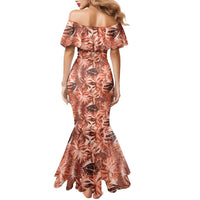 Hawaii Red Brown Tropical Leaves Family Matching Mermaid Dress and Hawaiian Shirt LT01 - Polynesian Pride