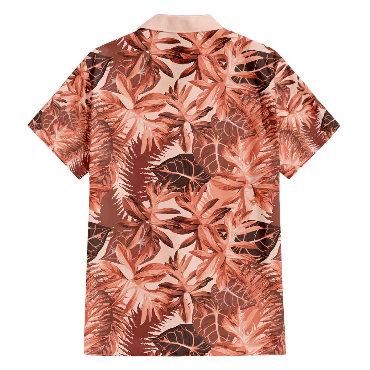 Hawaii Red Brown Tropical Leaves Family Matching Off The Shoulder Long Sleeve Dress and Hawaiian Shirt LT01 - Polynesian Pride