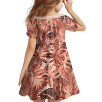 Hawaii Red Brown Tropical Leaves Family Matching Off Shoulder Short Dress and Hawaiian Shirt LT01 - Polynesian Pride