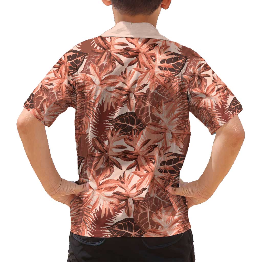 Hawaii Red Brown Tropical Leaves Family Matching Puletasi and Hawaiian Shirt LT01 - Polynesian Pride