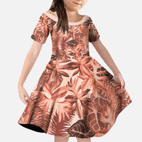 Hawaii Red Brown Tropical Leaves Family Matching Summer Maxi Dress and Hawaiian Shirt LT01 Daughter's Dress Brown - Polynesian Pride