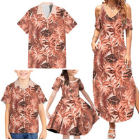 Hawaii Red Brown Tropical Leaves Family Matching Summer Maxi Dress and Hawaiian Shirt LT01 - Polynesian Pride