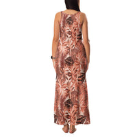 Hawaii Red Brown Tropical Leaves Family Matching Tank Maxi Dress and Hawaiian Shirt LT01 - Polynesian Pride