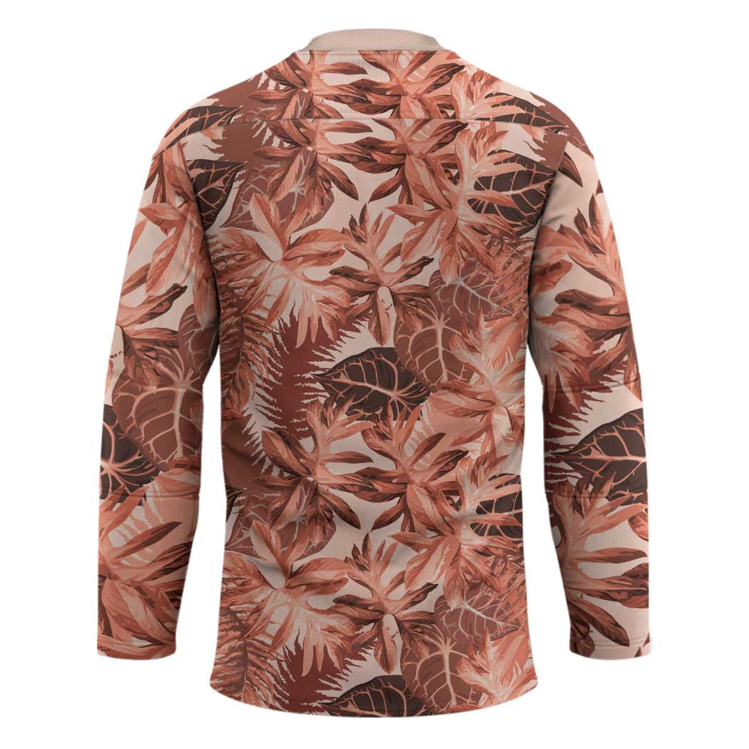 Hawaii Red Brown Tropical Leaves Hockey Jersey - Polynesian Pride