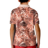 Hawaii Red Brown Tropical Leaves Kid Polo Shirt LT01 - Polynesian Pride
