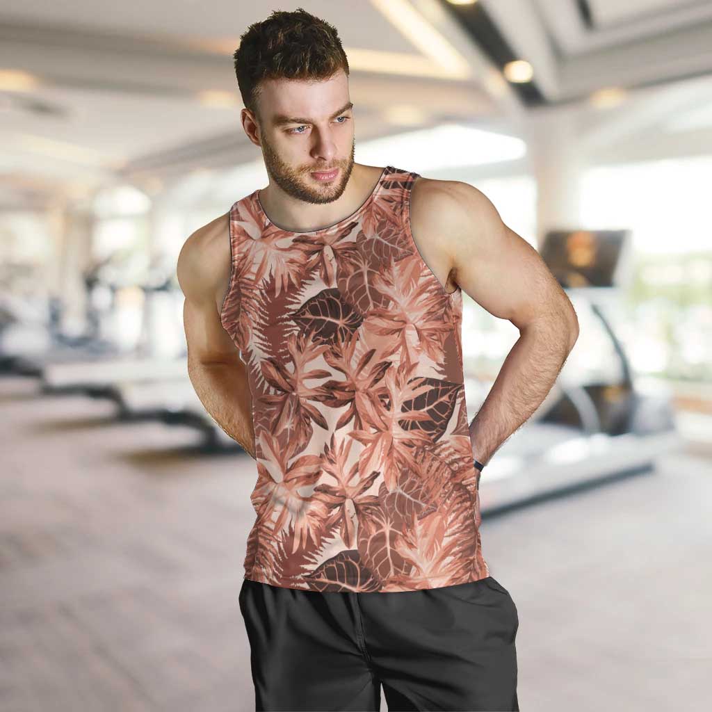 Hawaii Red Brown Tropical Leaves Men Tank Top - Polynesian Pride