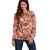 Hawaii Red Brown Tropical Leaves Off Shoulder Sweater - Polynesian Pride