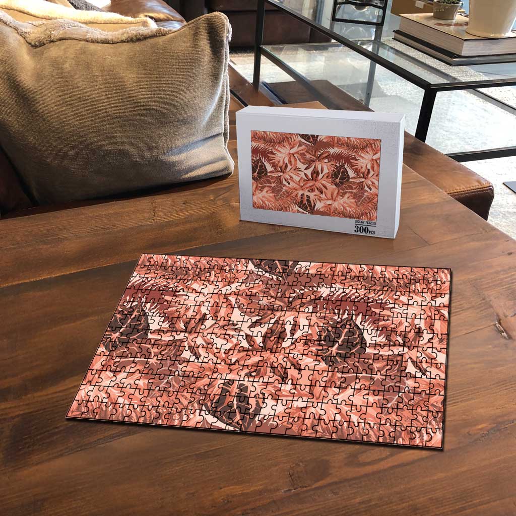 Hawaii Red Brown Tropical Leaves Puzzle - Polynesian Pride