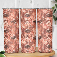 Hawaii Red Brown Tropical Leaves Skinny Tumbler - Polynesian Pride
