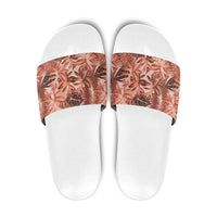 Hawaii Red Brown Tropical Leaves Slide Sandals - Polynesian Pride