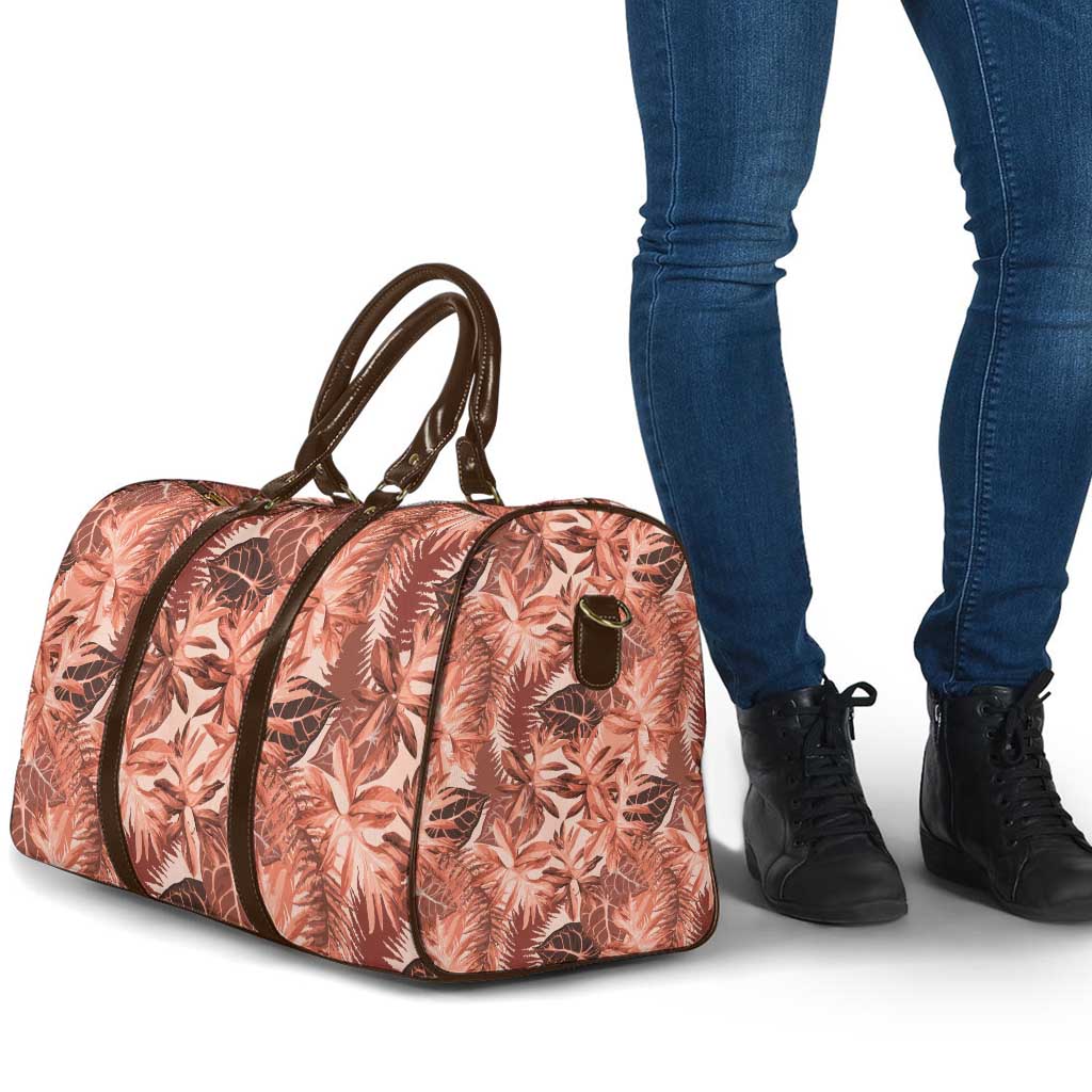 Hawaii Red Brown Tropical Leaves Travel Bag - Polynesian Pride