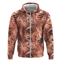 Hawaii Red Brown Tropical Leaves Zip Hoodie LT01 Zip Hoodie Brown - Polynesian Pride