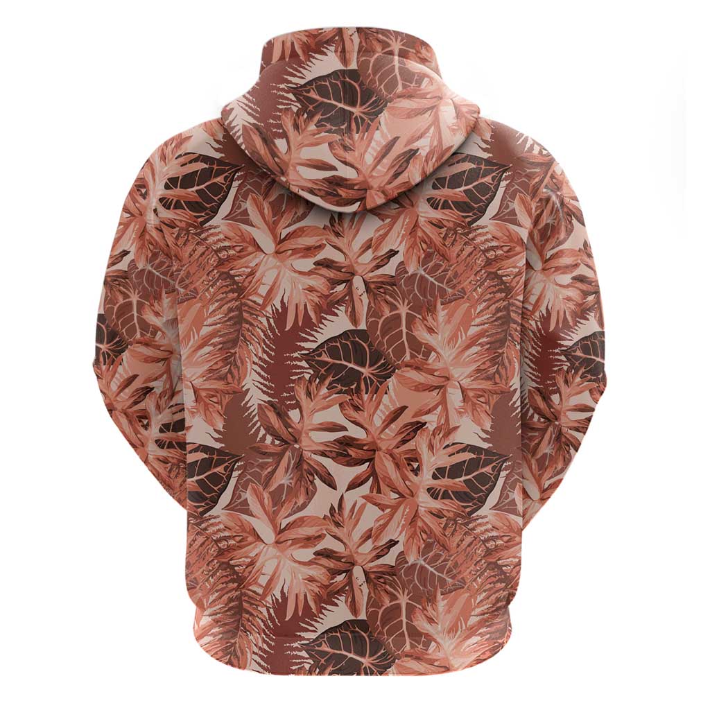 Hawaii Red Brown Tropical Leaves Zip Hoodie LT01 - Polynesian Pride