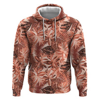 Hawaii Red Brown Tropical Leaves Zip Hoodie LT01 Pullover Hoodie Brown - Polynesian Pride