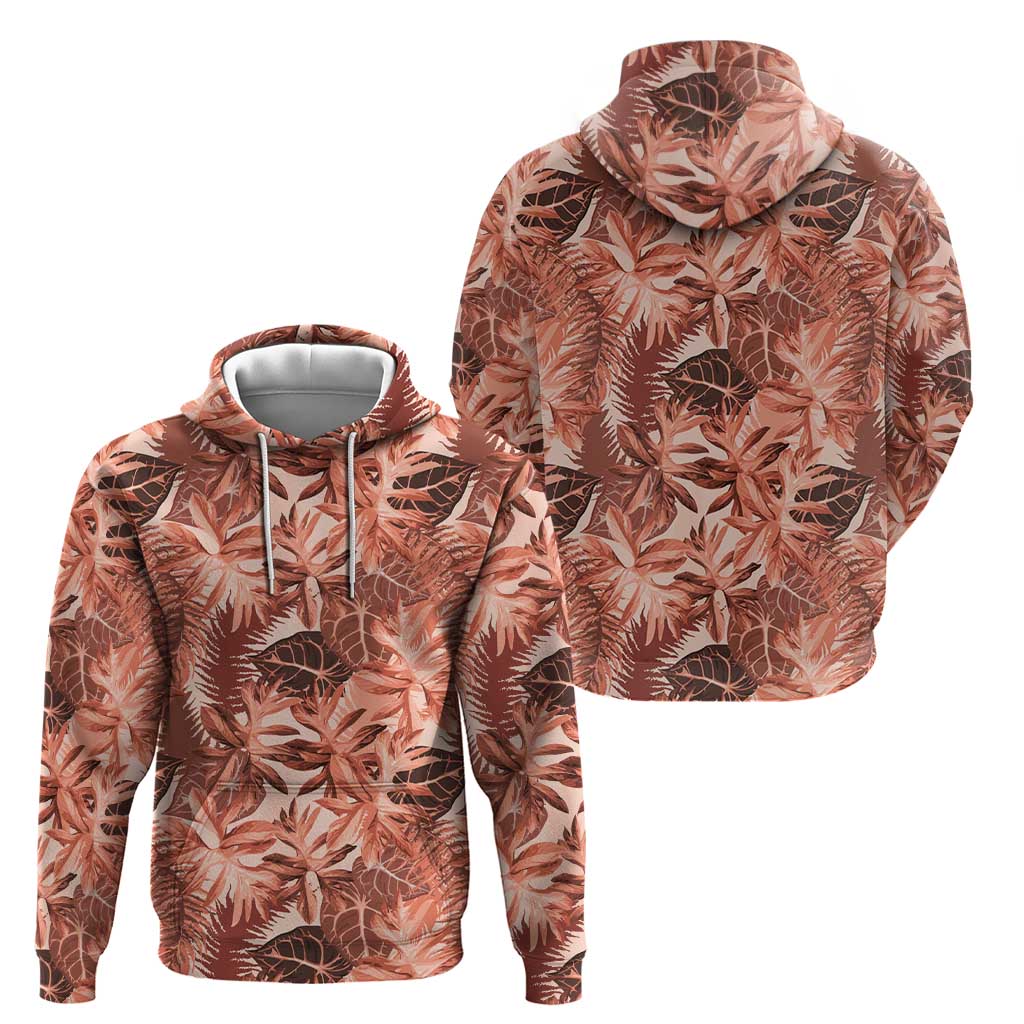 Hawaii Red Brown Tropical Leaves Zip Hoodie LT01 - Polynesian Pride