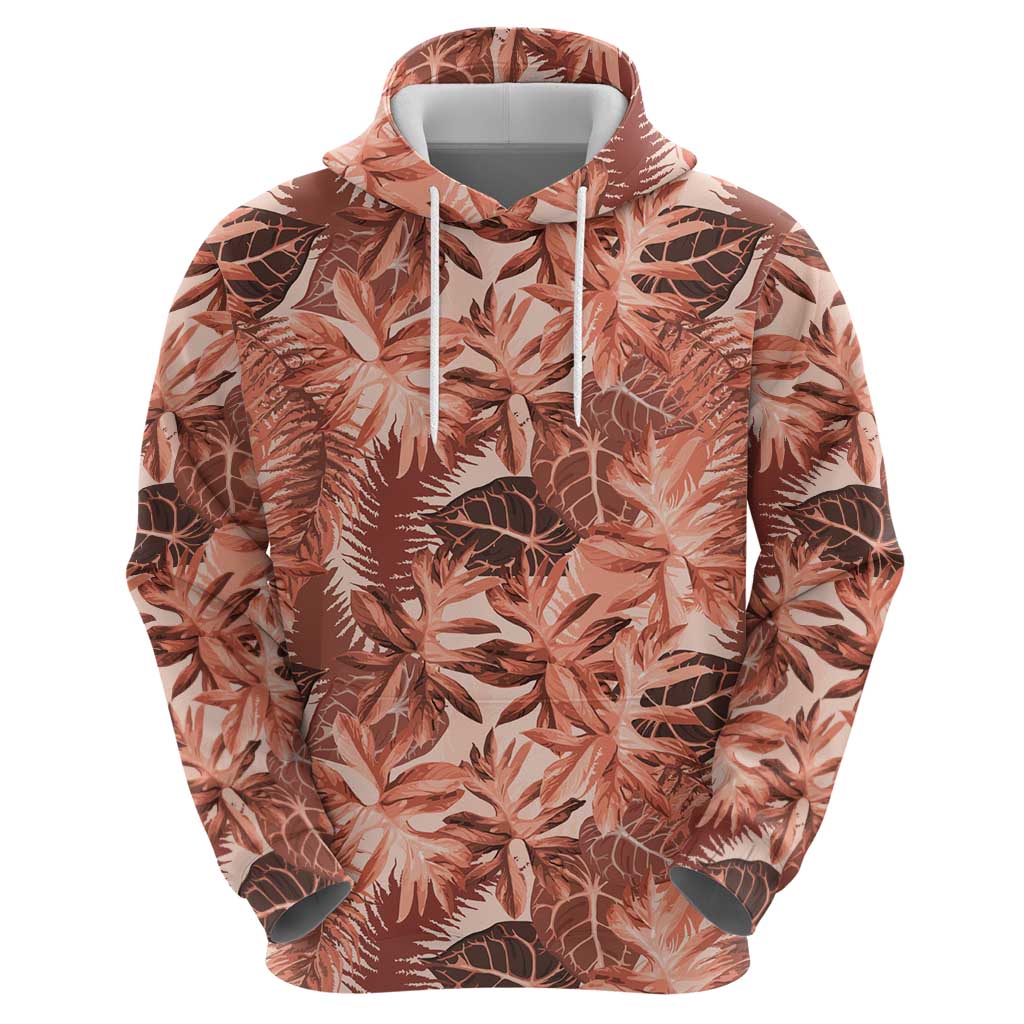 Hawaii Red Brown Tropical Leaves Zip Hoodie LT01 - Polynesian Pride