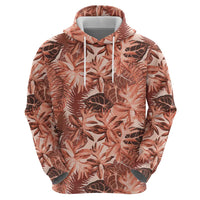 Hawaii Red Brown Tropical Leaves Zip Hoodie LT01 - Polynesian Pride