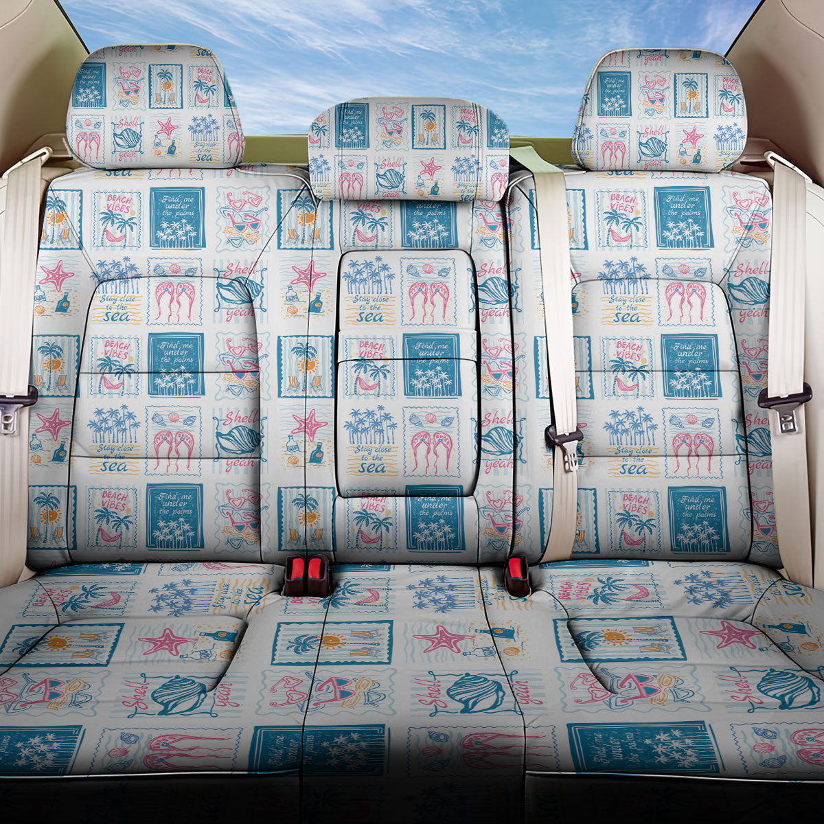 Hawaii Coastal Summer Postcard Back Car Seat Cover LT01 One Size Multicolor - Polynesian Pride
