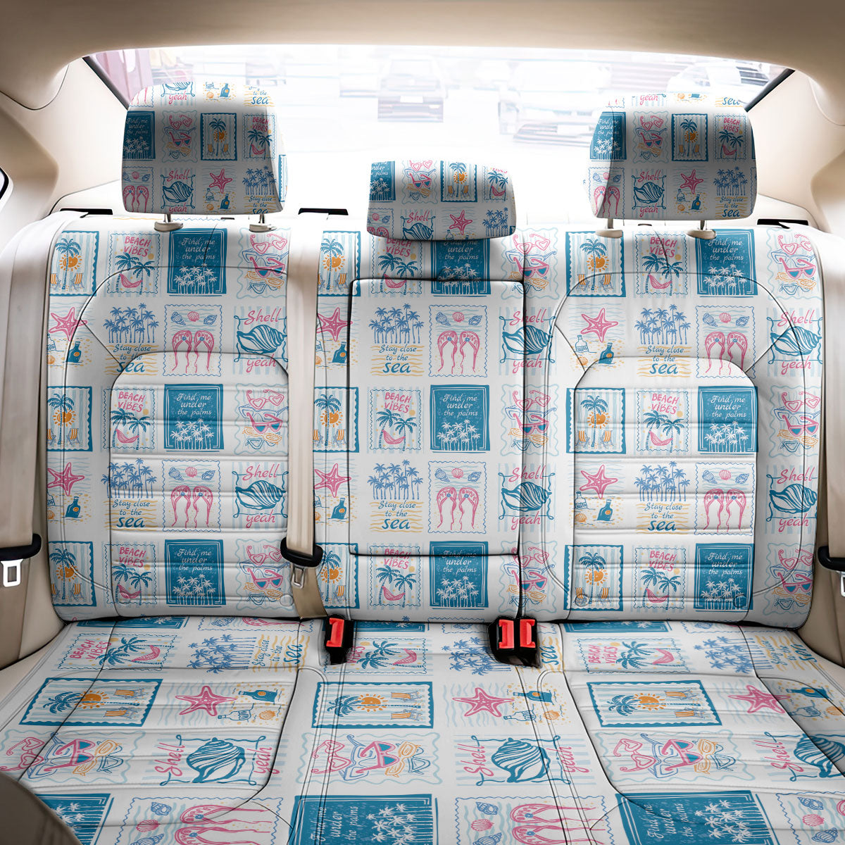Hawaii Coastal Summer Postcard Back Car Seat Cover LT01 - Polynesian Pride