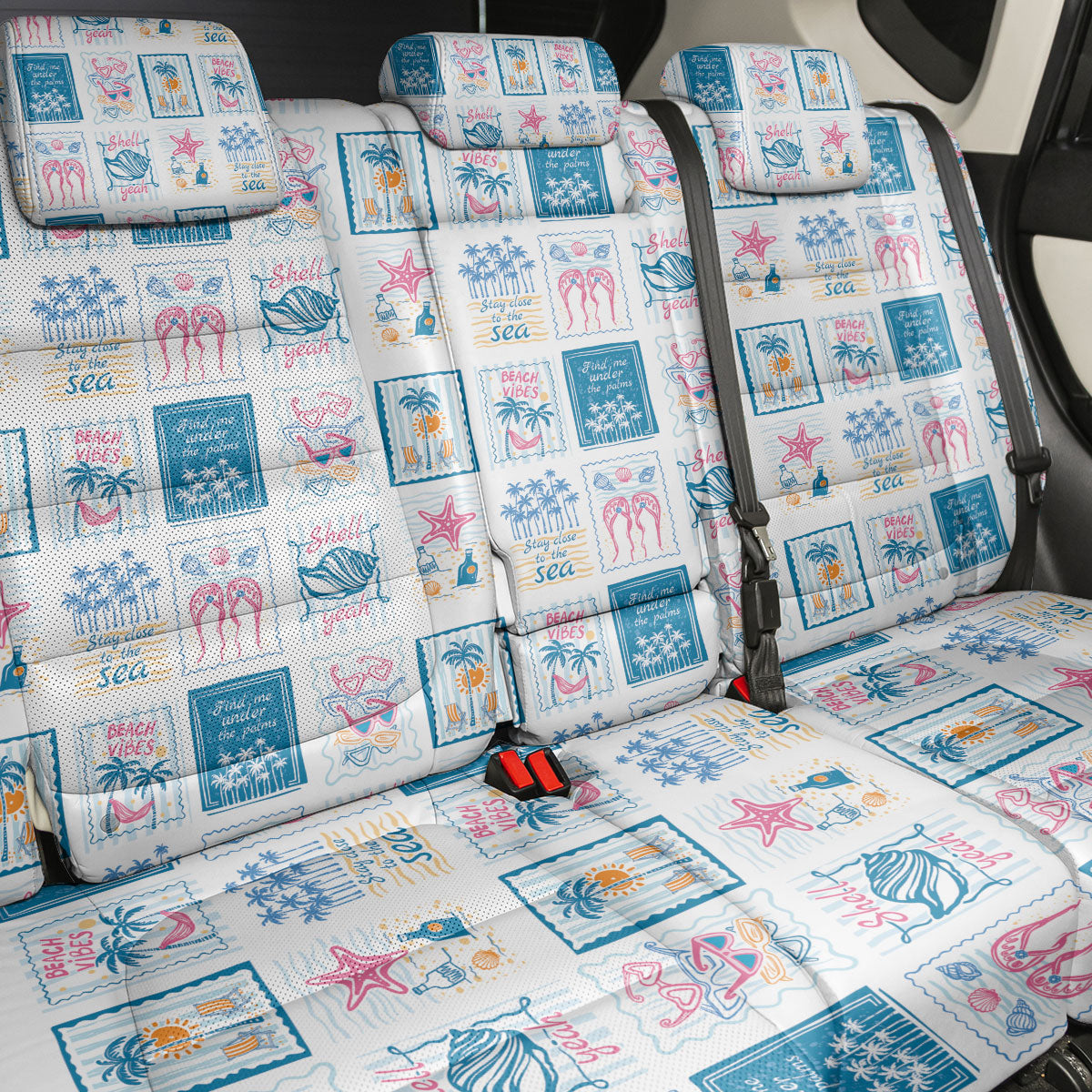 Hawaii Coastal Summer Postcard Back Car Seat Cover LT01 - Polynesian Pride