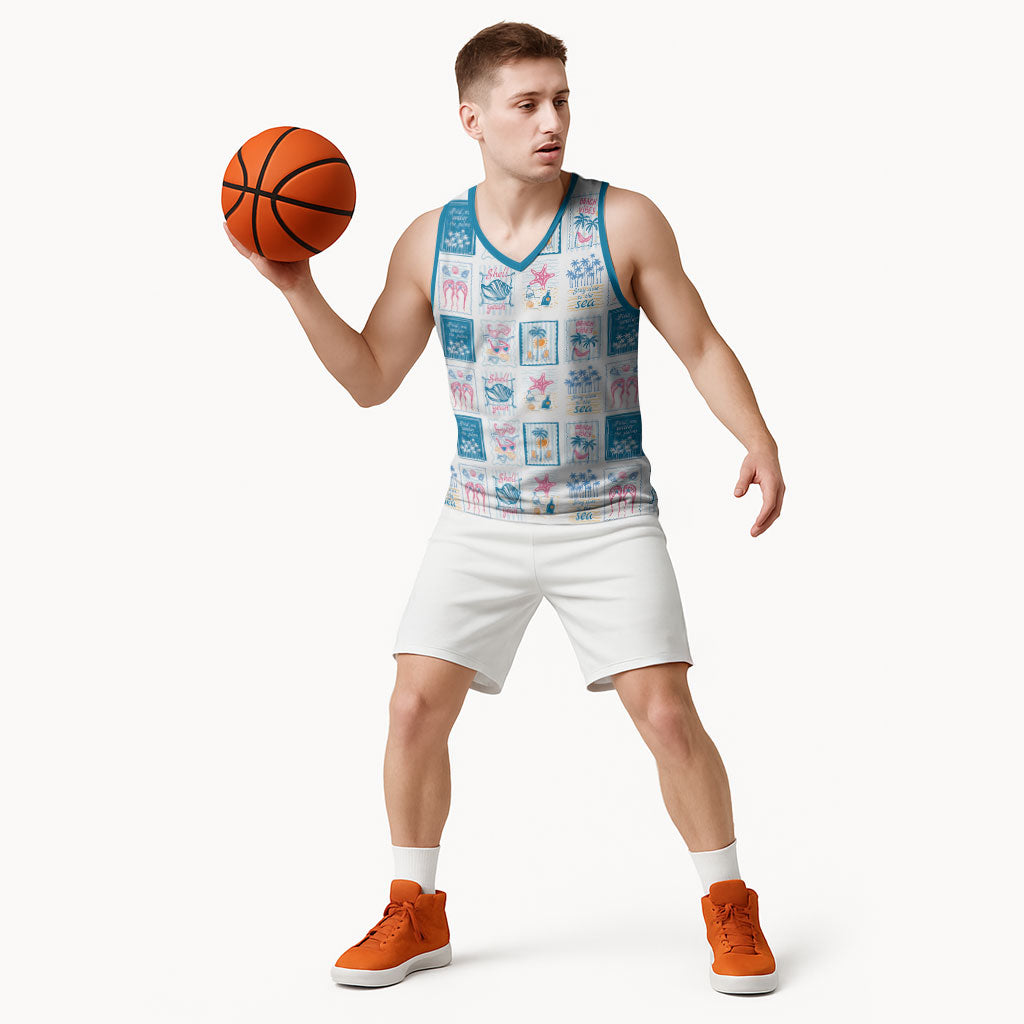 Hawaii Coastal Summer Postcard Basketball Jersey LT01 - Polynesian Pride